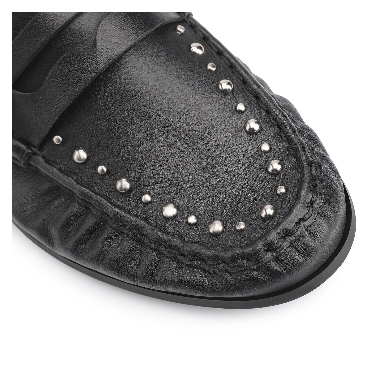 Mocassim Rebites Couro Preto