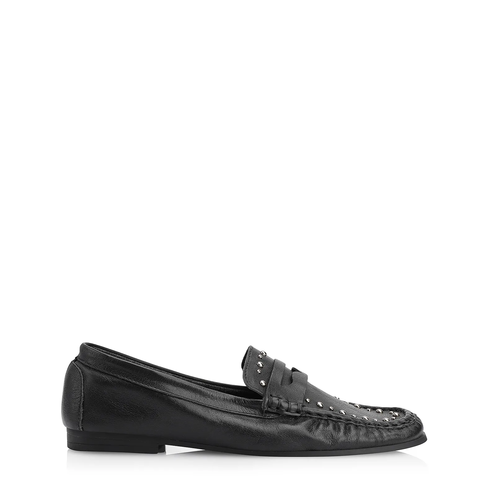 Mocassim Rebites Couro Preto