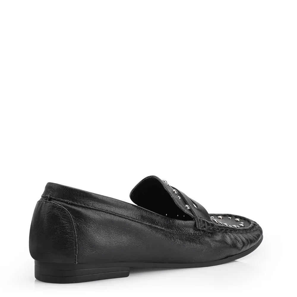 Mocassim Rebites Couro Preto - imagem 3