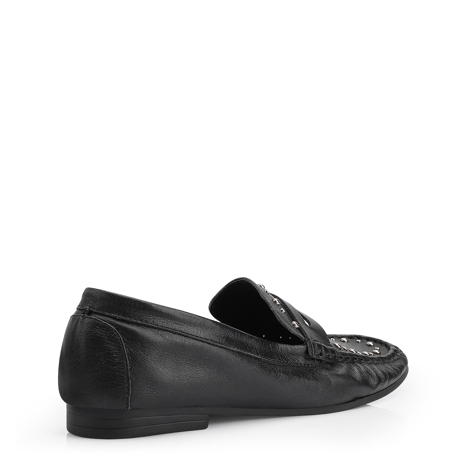 Mocassim Rebites Couro Preto