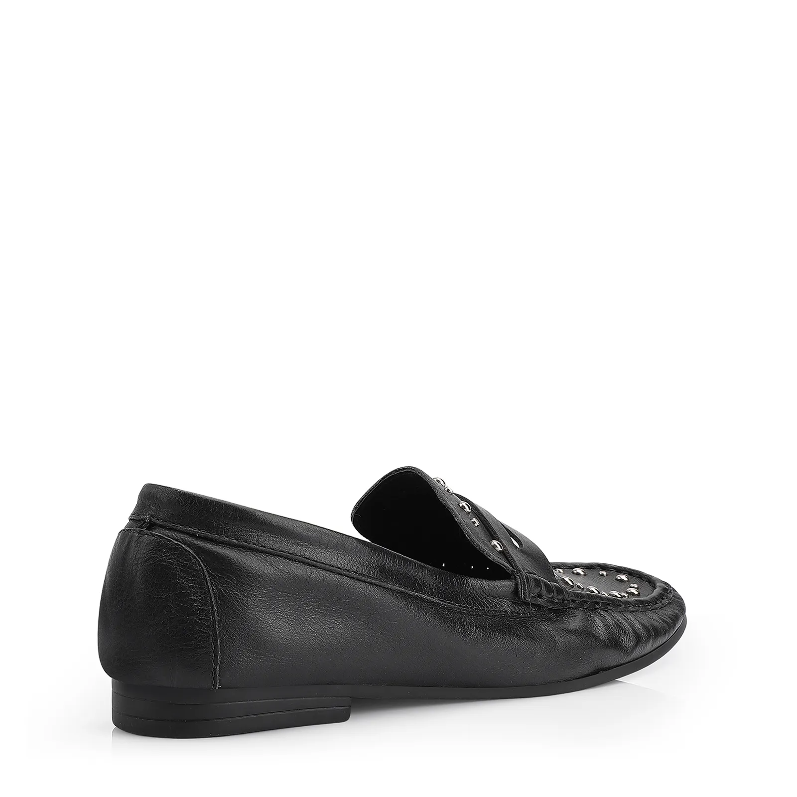 Mocassim Rebites Couro Preto