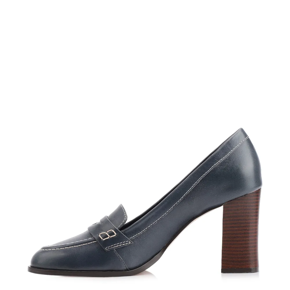 Mocassim Salto Couro Azul - imagem 4