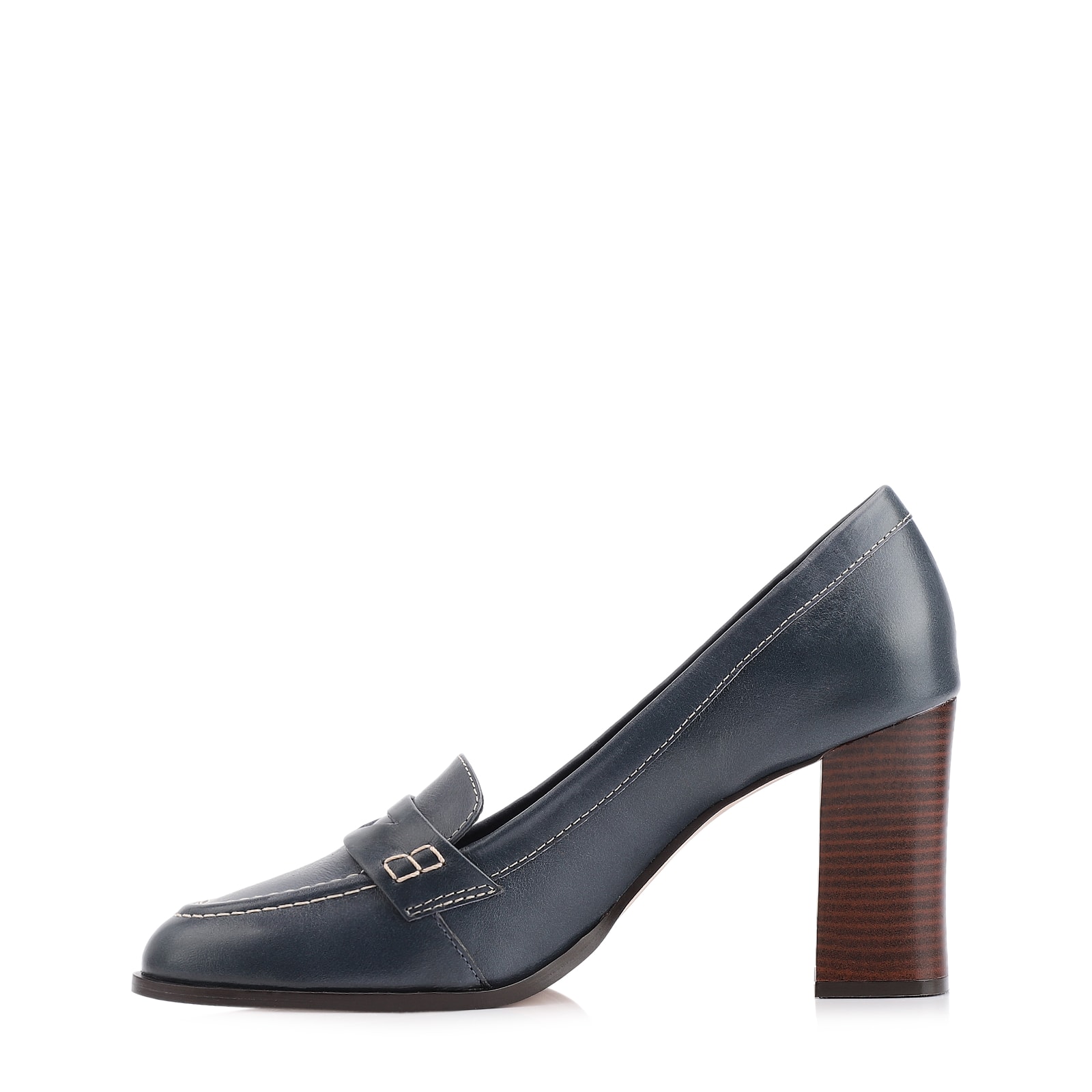 Mocassim Salto Couro Azul