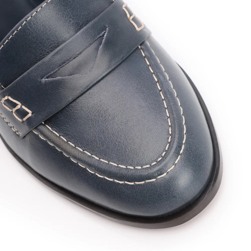 Mocassim Salto Couro Azul - imagem 6