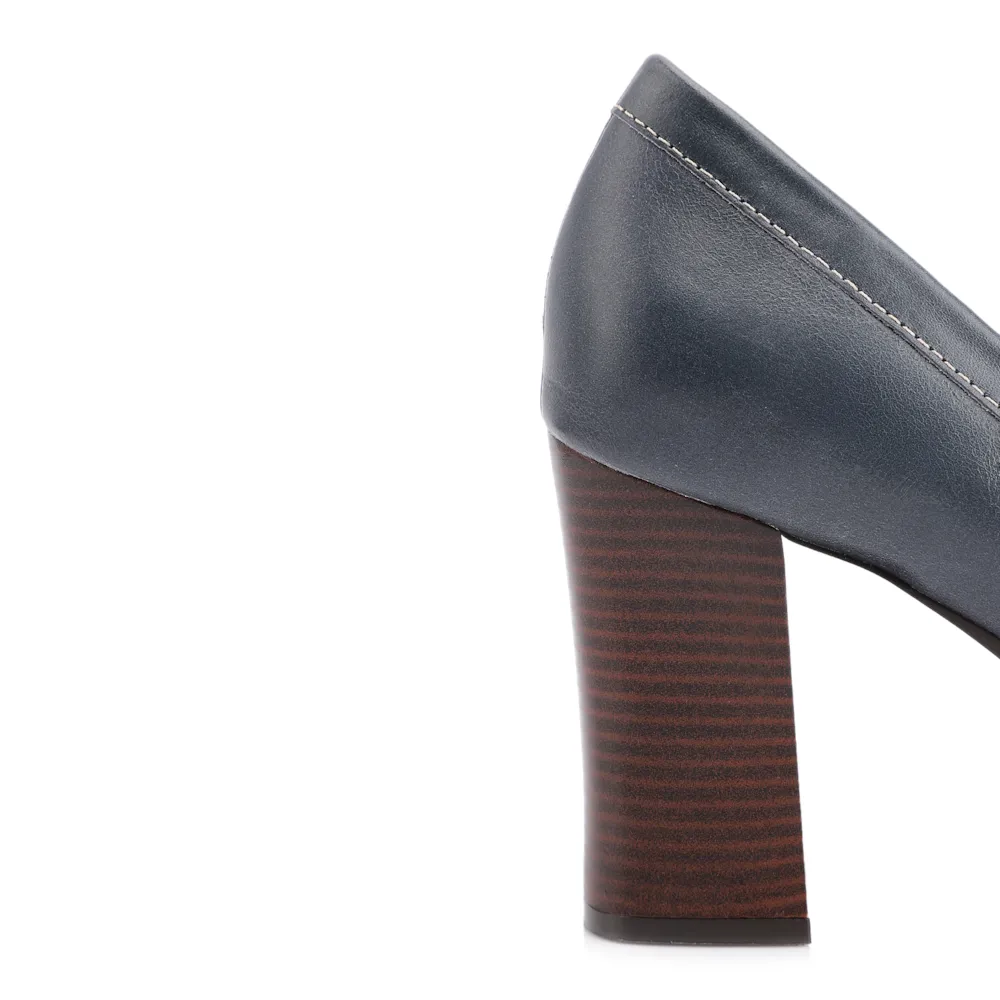 Mocassim Salto Couro Azul - imagem 7