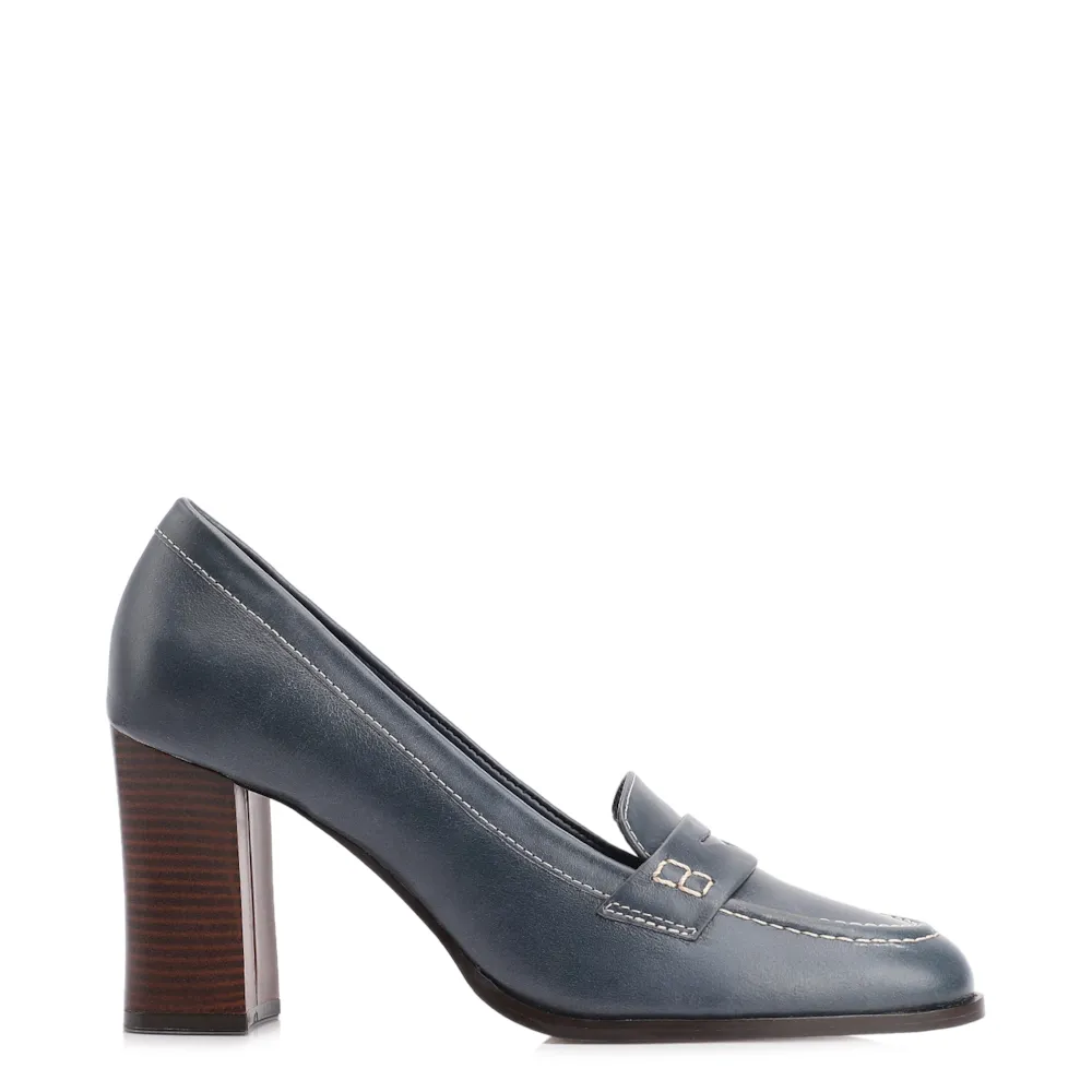 Mocassim Salto Couro Azul - imagem 2
