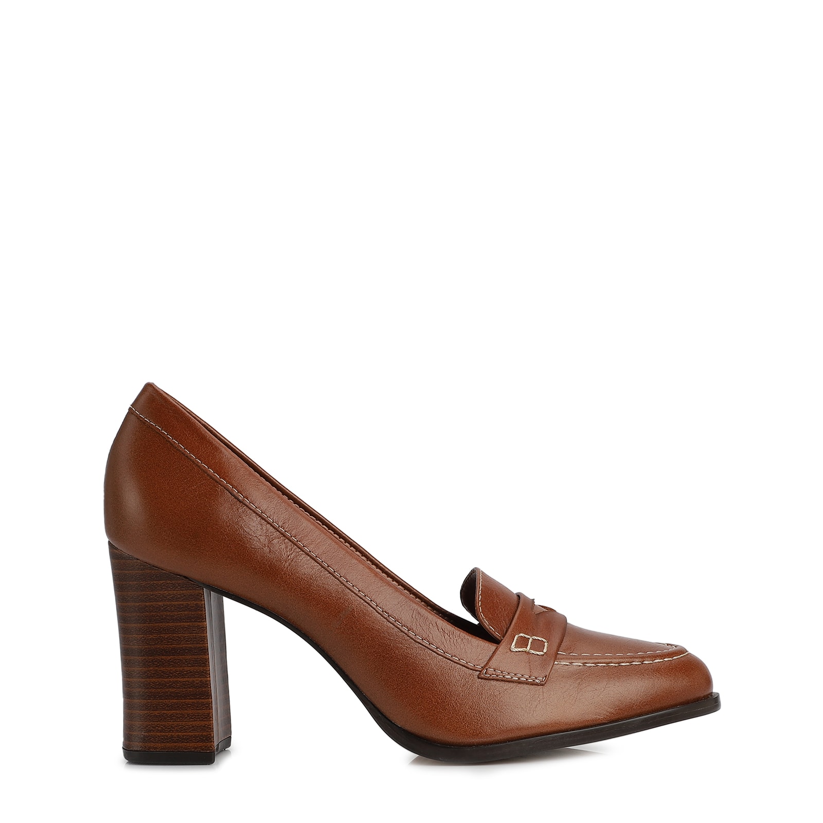 Mocassim Salto Couro Marrom