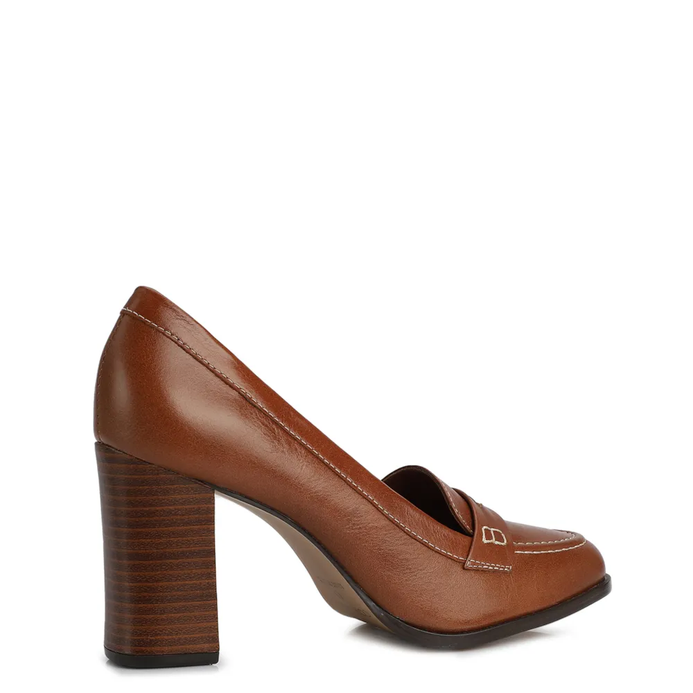 Mocassim Salto Couro Marrom - imagem 4