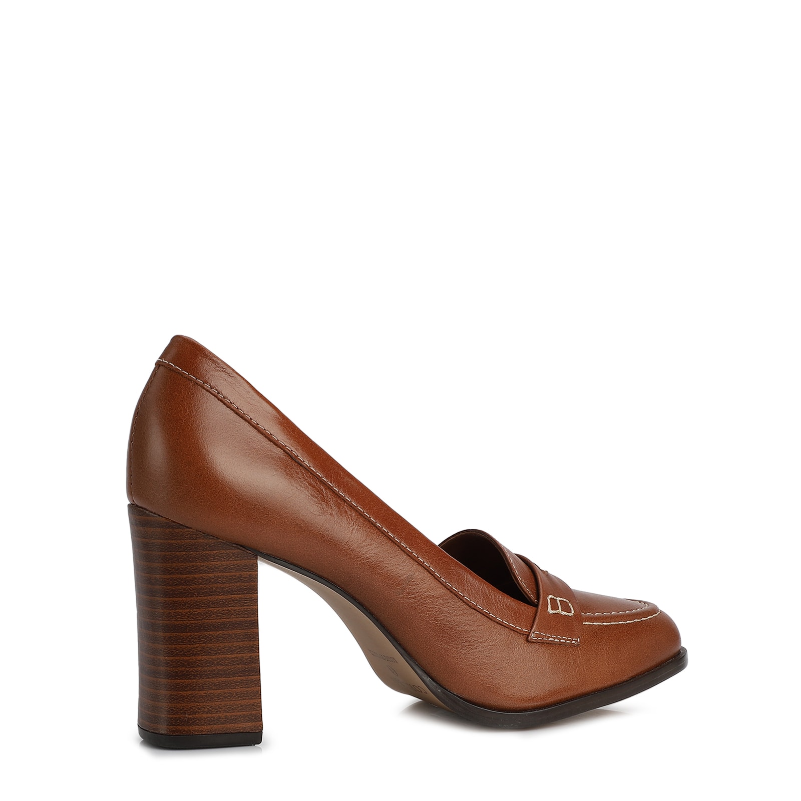 Mocassim Salto Couro Marrom