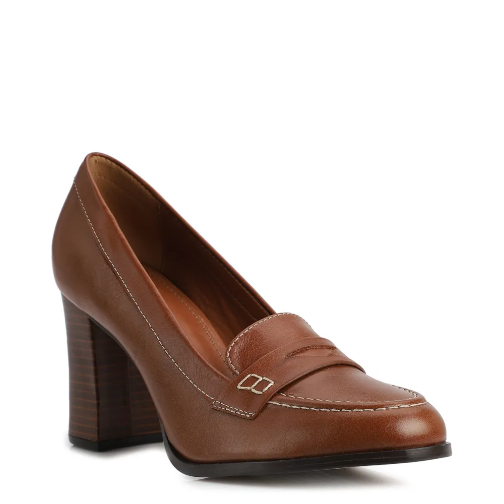 Mocassim Salto Couro Marrom