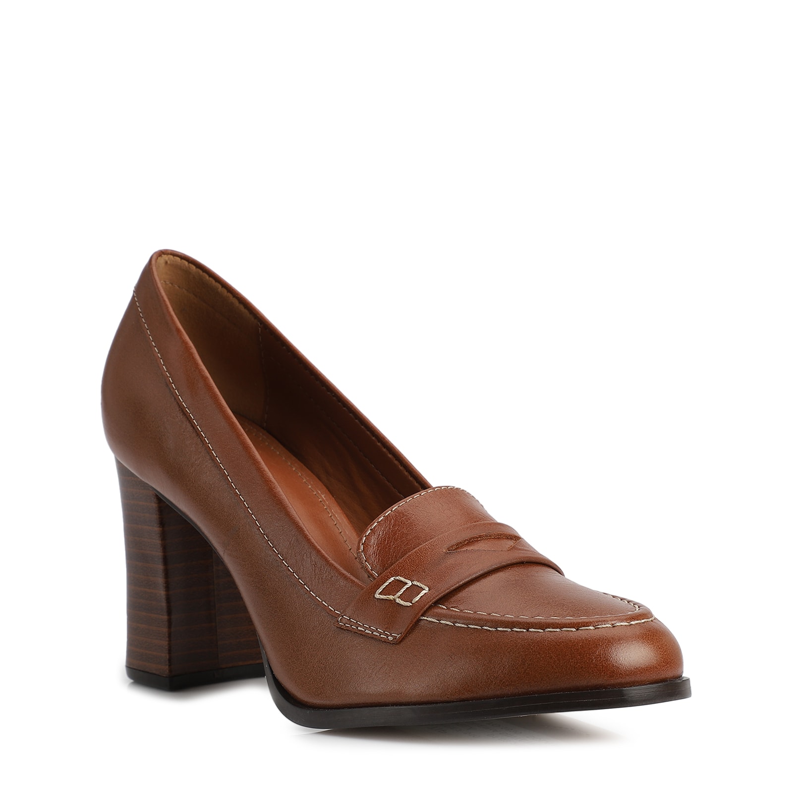Mocassim Salto Couro Marrom