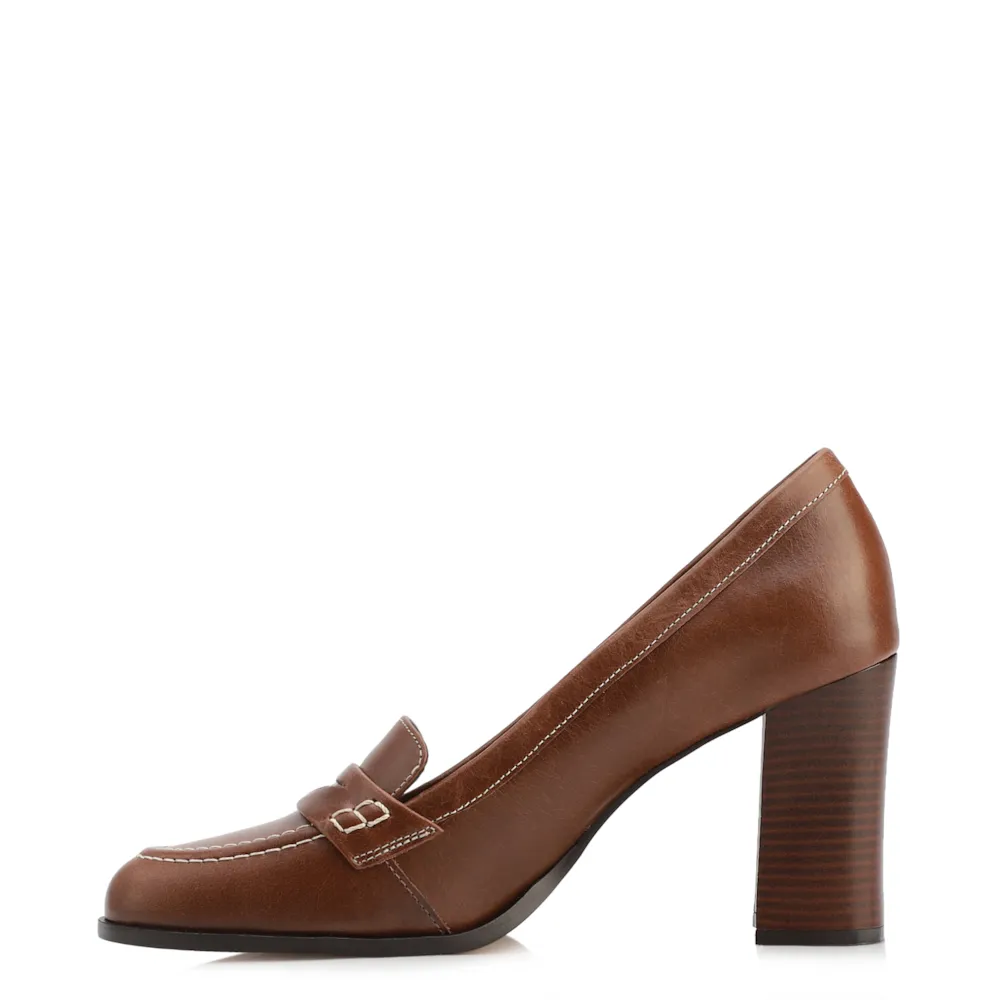 Mocassim Salto Couro Marrom - imagem 4