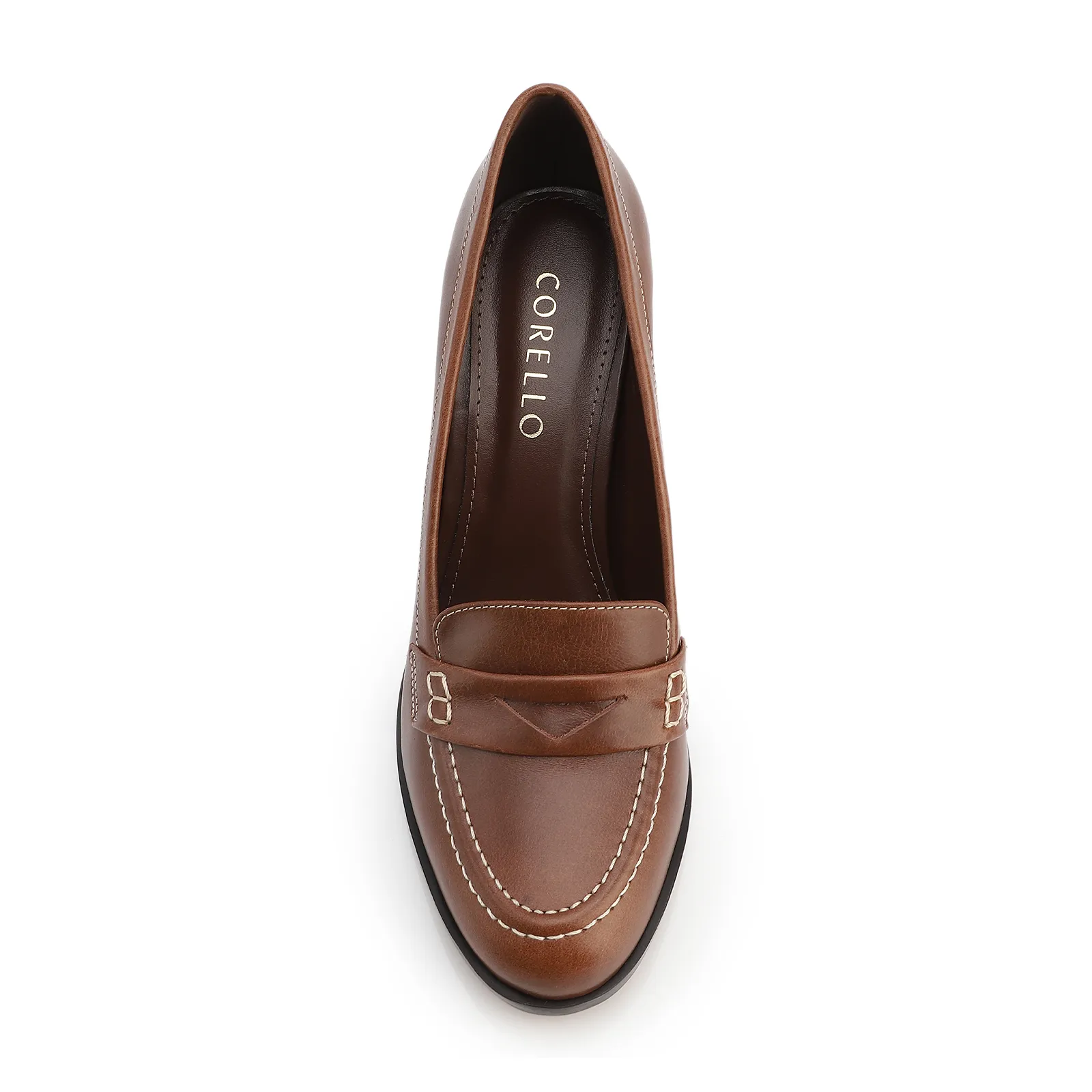 Mocassim Salto Couro Marrom
