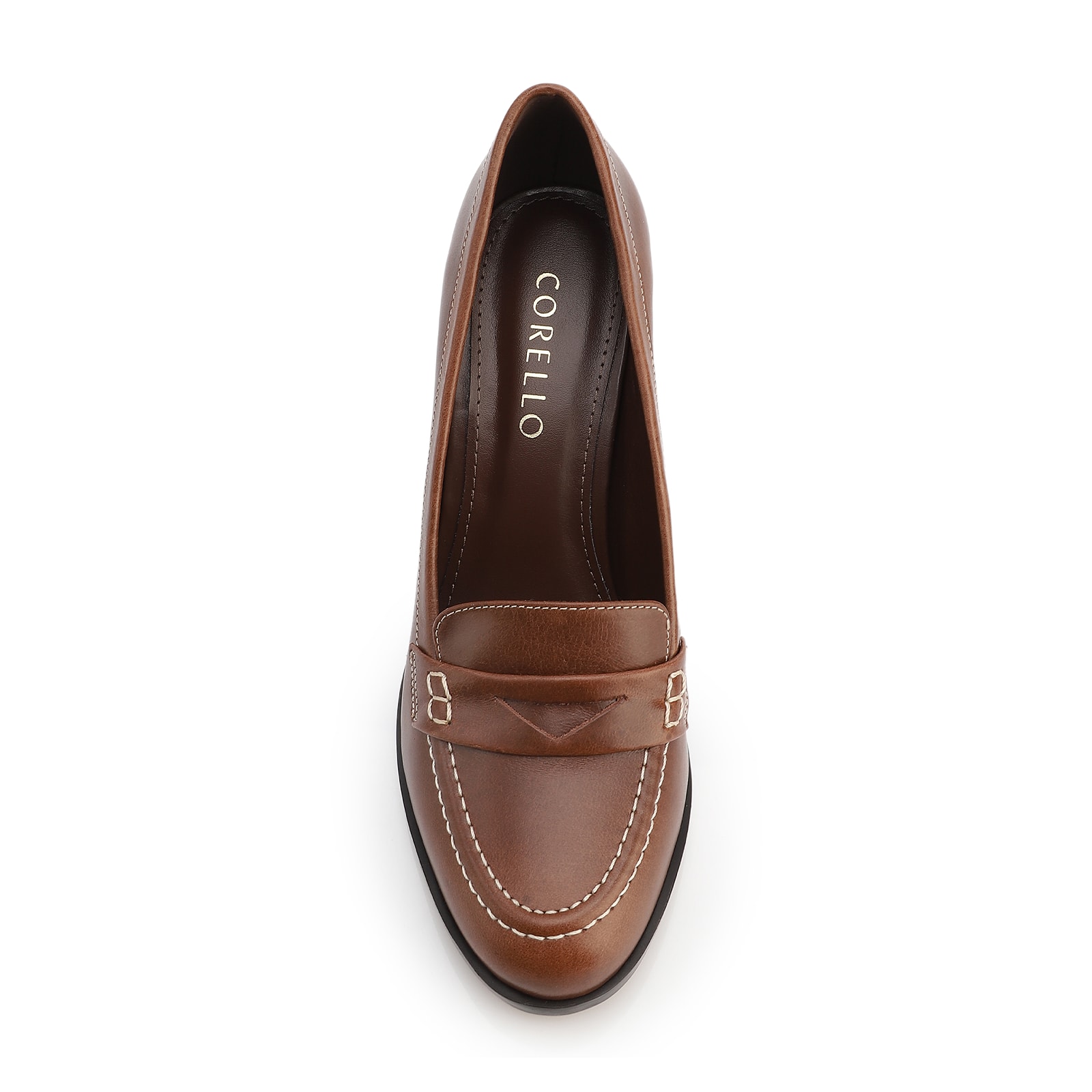 Mocassim Salto Couro Marrom