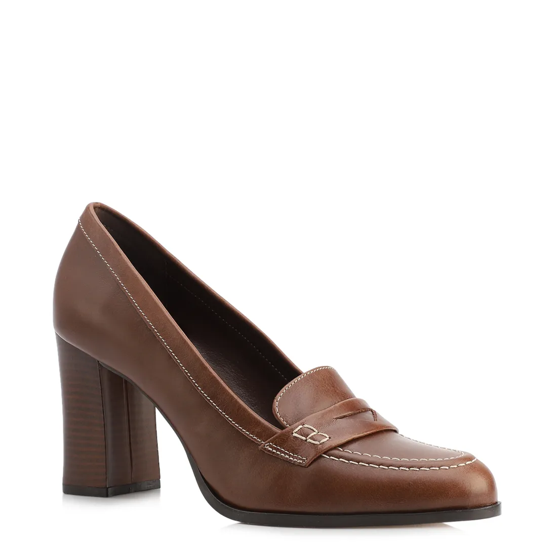 Mocassim Salto Couro Marrom
