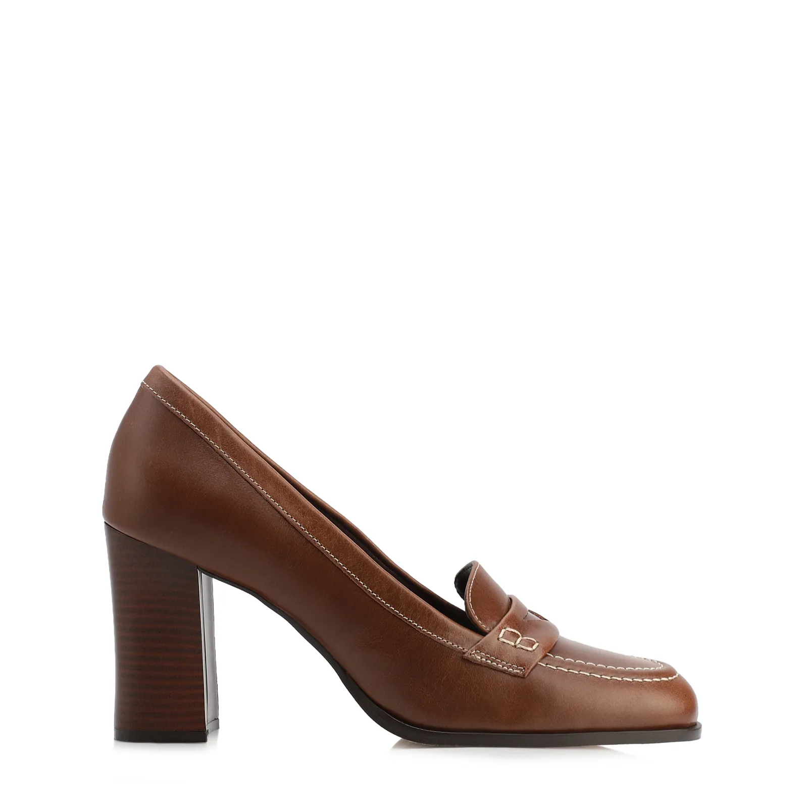 Mocassim Salto Couro Marrom