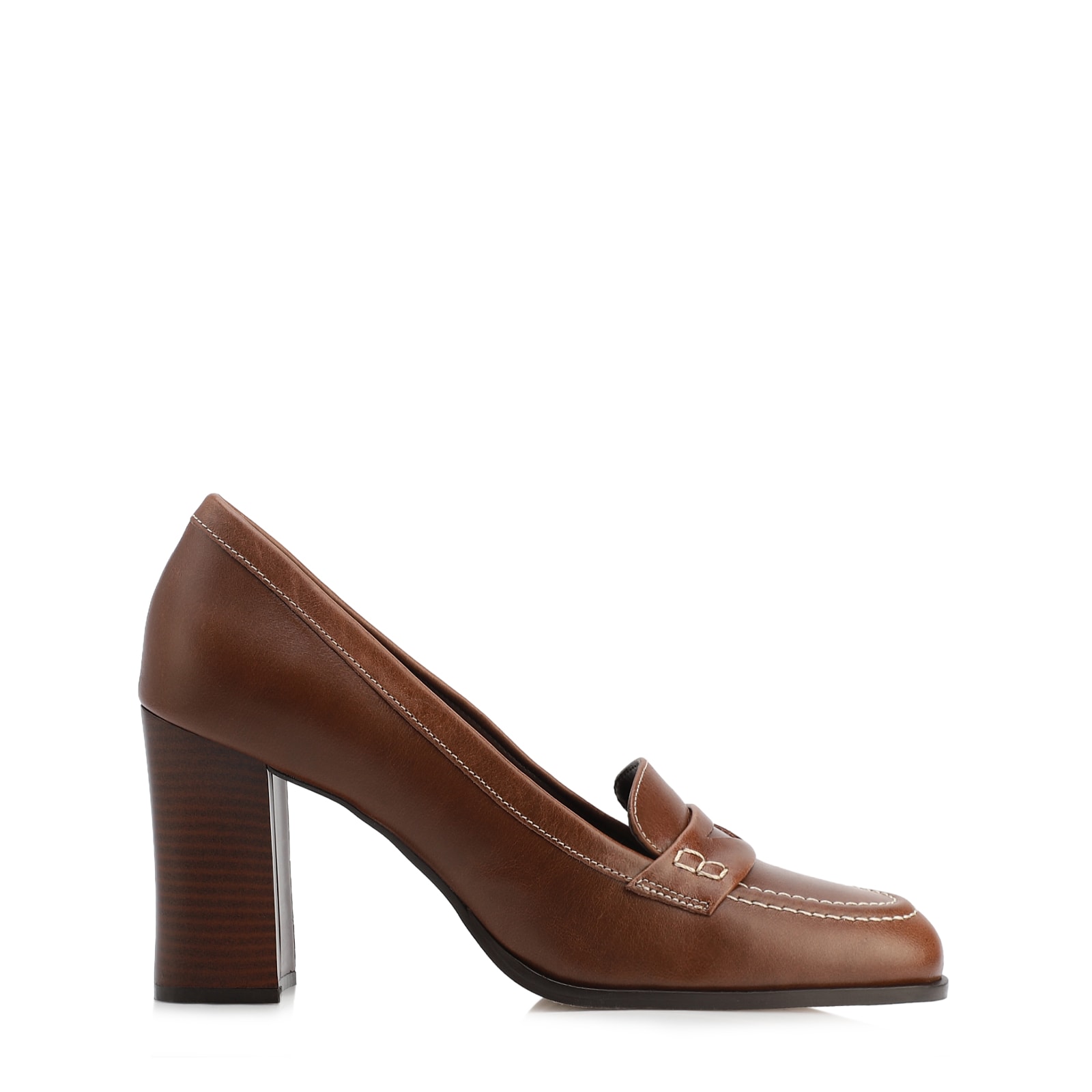 Mocassim Salto Couro Marrom