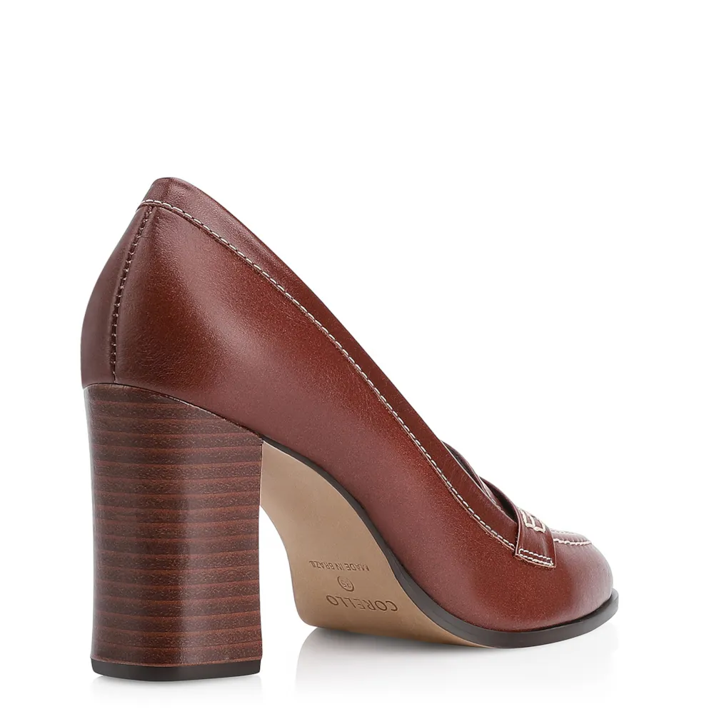 Mocassim Salto Couro Marrom - imagem 4