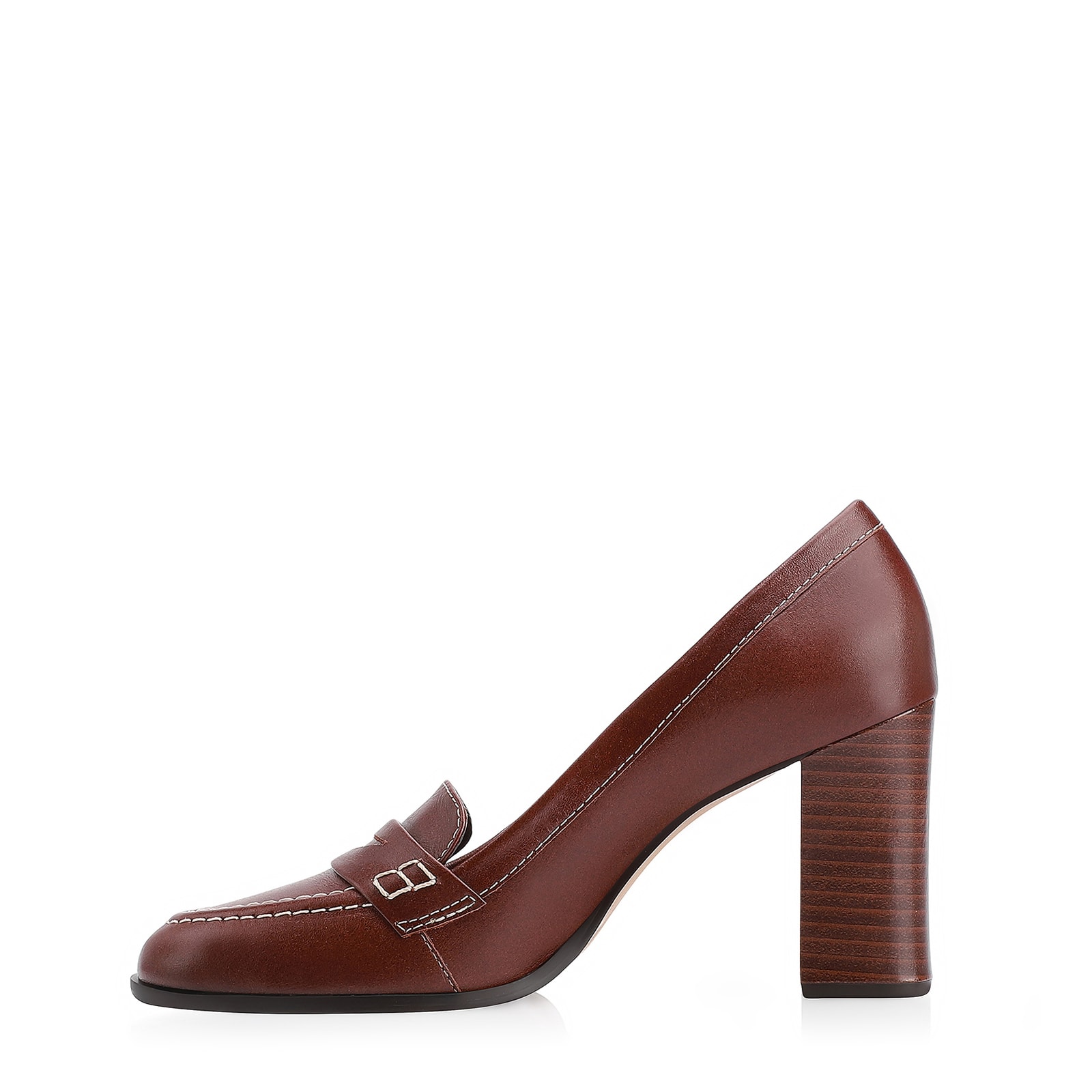 Mocassim Salto Couro Marrom