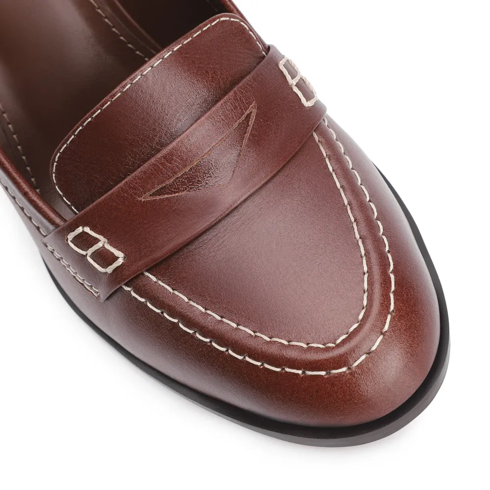Mocassim Salto Couro Marrom - imagem 7