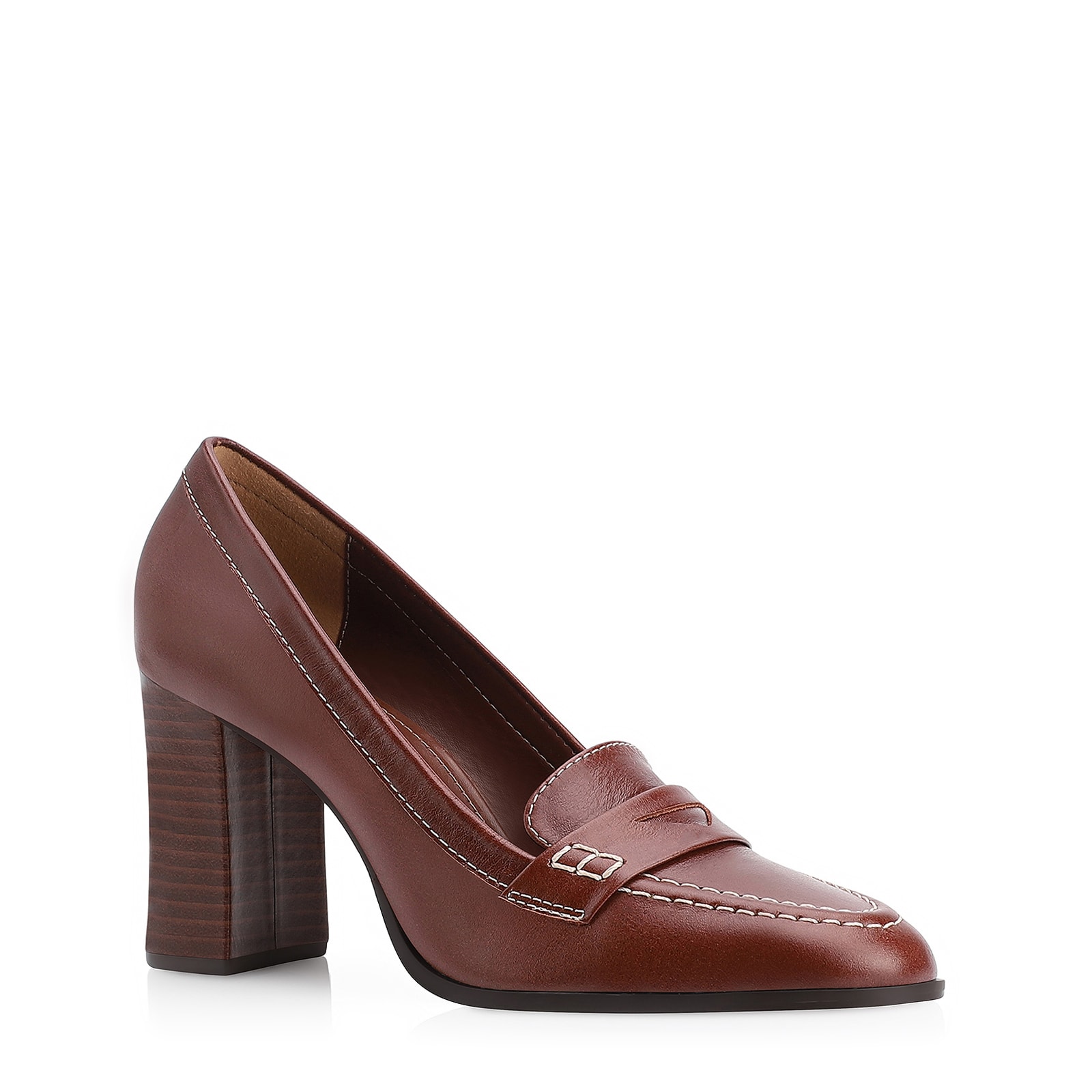 Mocassim Salto Couro Marrom