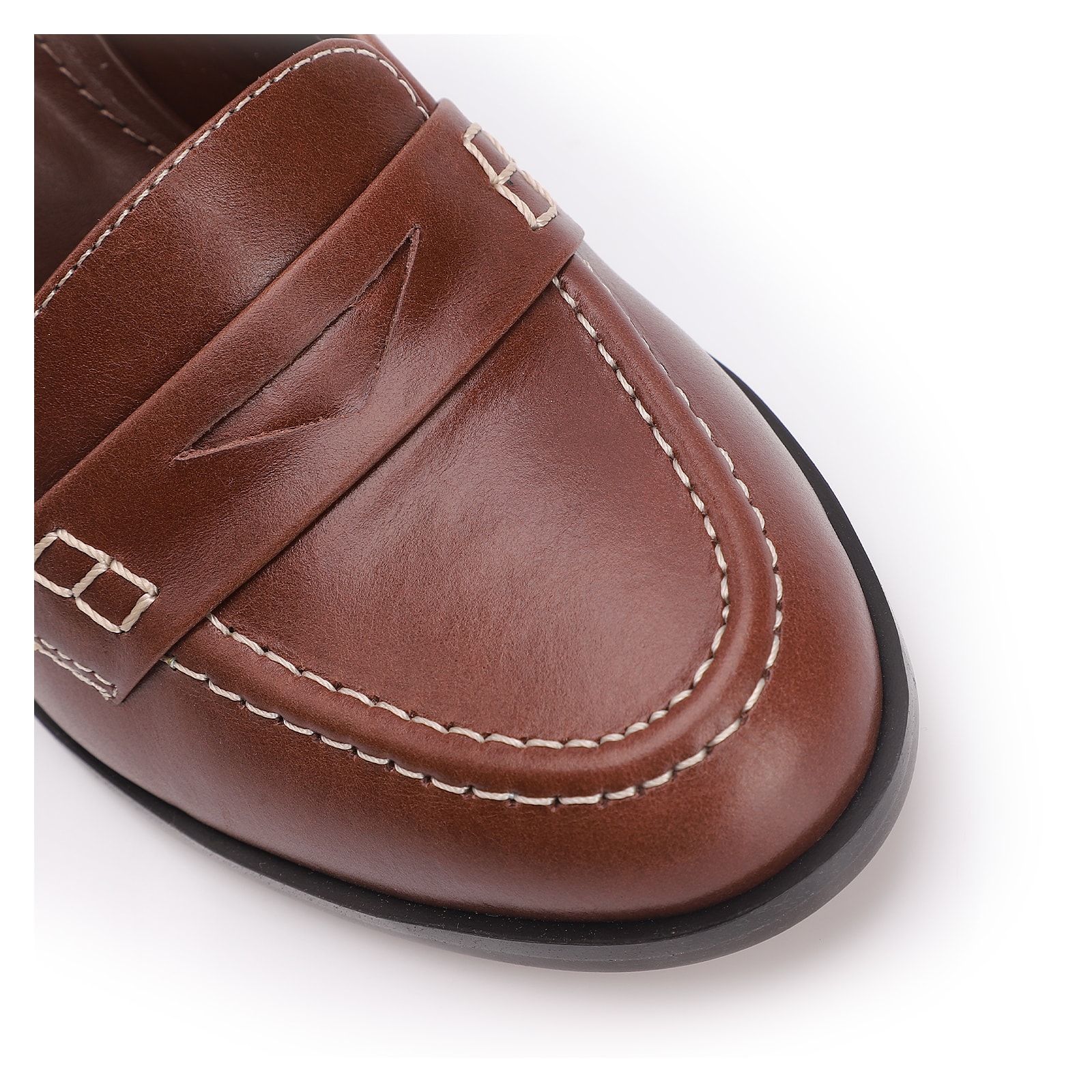 Mocassim Salto Couro Marrom Escuro