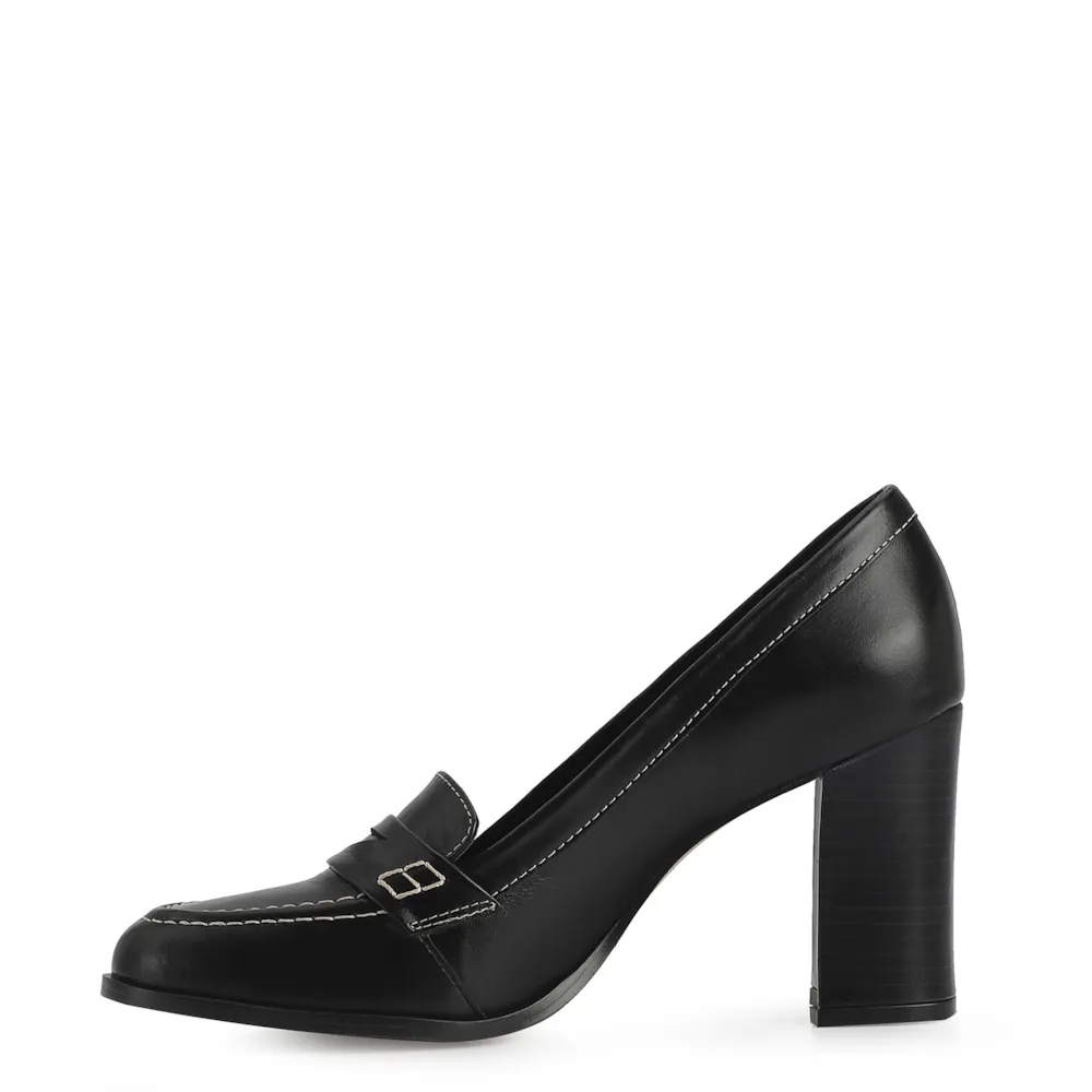 Mocassim Salto Couro Preto - imagem 4