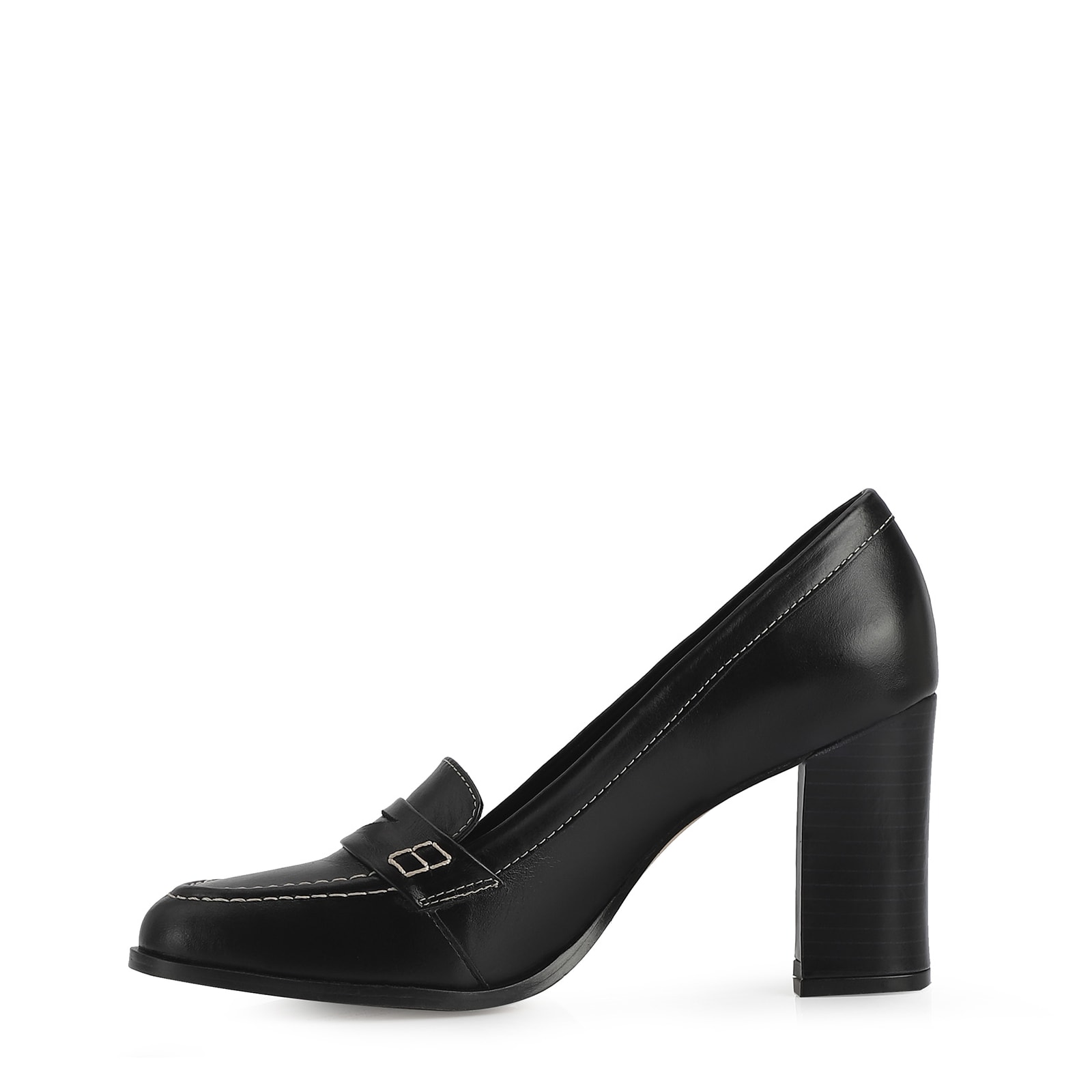 Mocassim Salto Couro Preto