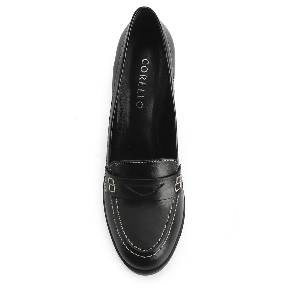 Mocassim Salto Couro Preto - imagem 5