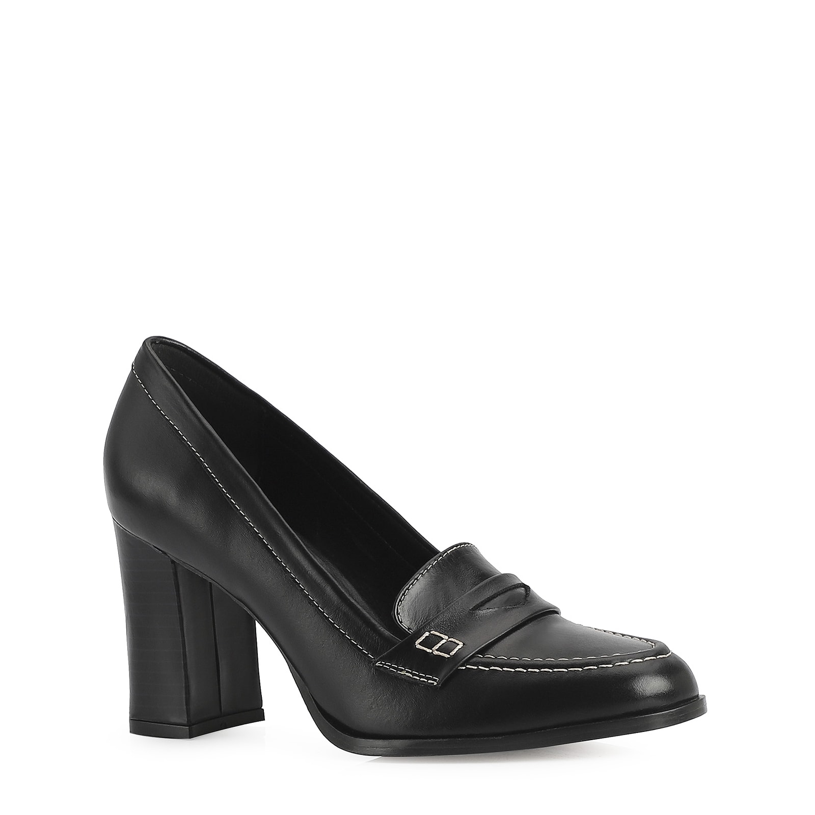 Mocassim Salto Couro Preto