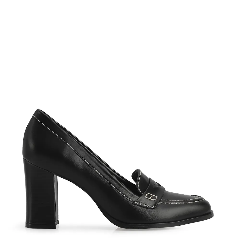 Mocassim Salto Couro Preto - imagem 2