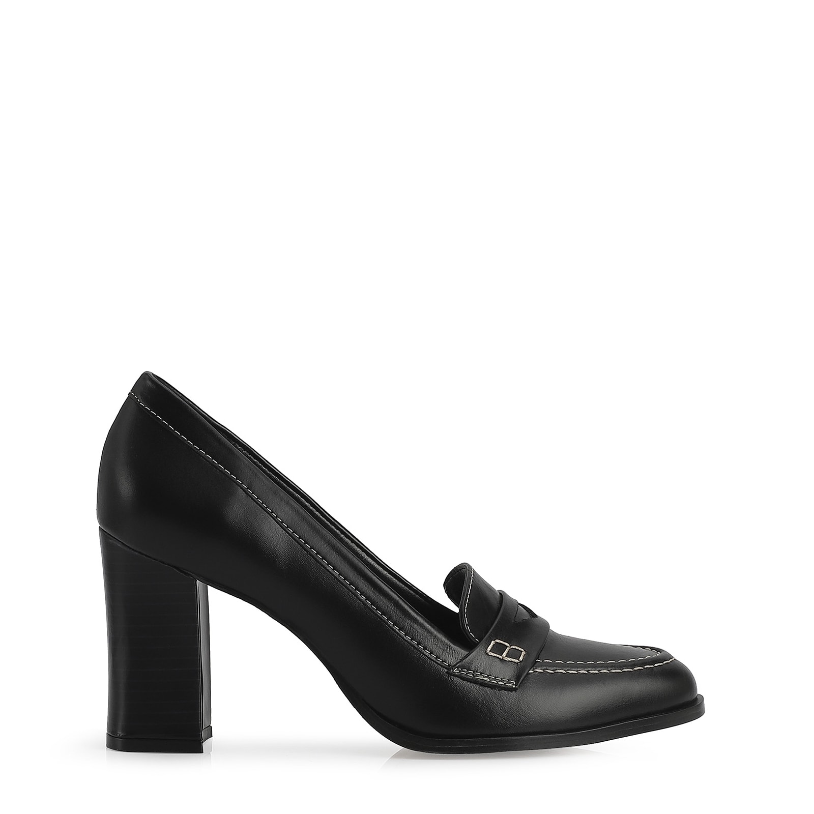 Mocassim Salto Couro Preto