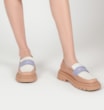 Mocassim Tratorado Couro Bege/Off White/Lilás - imagem 2