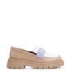 Mocassim Tratorado Couro Bege/Off White/Lilás - imagem 3
