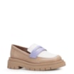 Mocassim Tratorado Couro Bege/Off White/Lilás - imagem 1