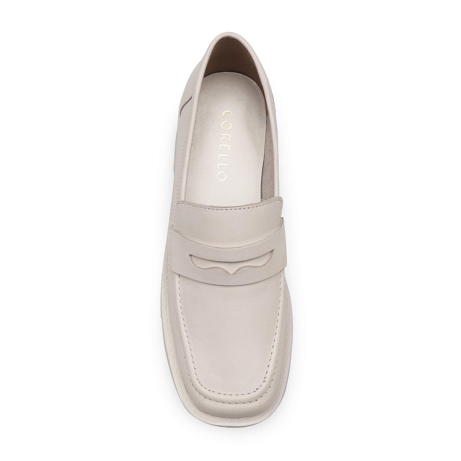 Mocassim Tratorado Couro Off White