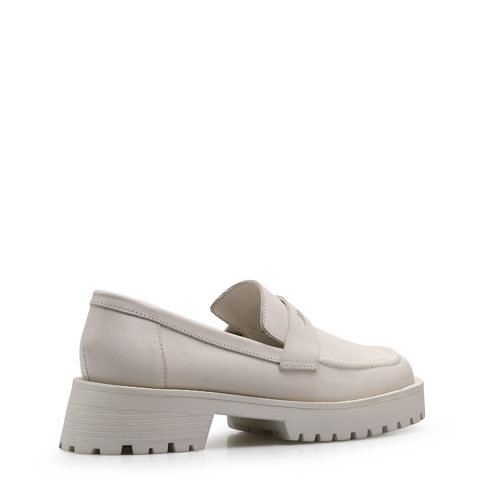 Mocassim Tratorado Couro Off White