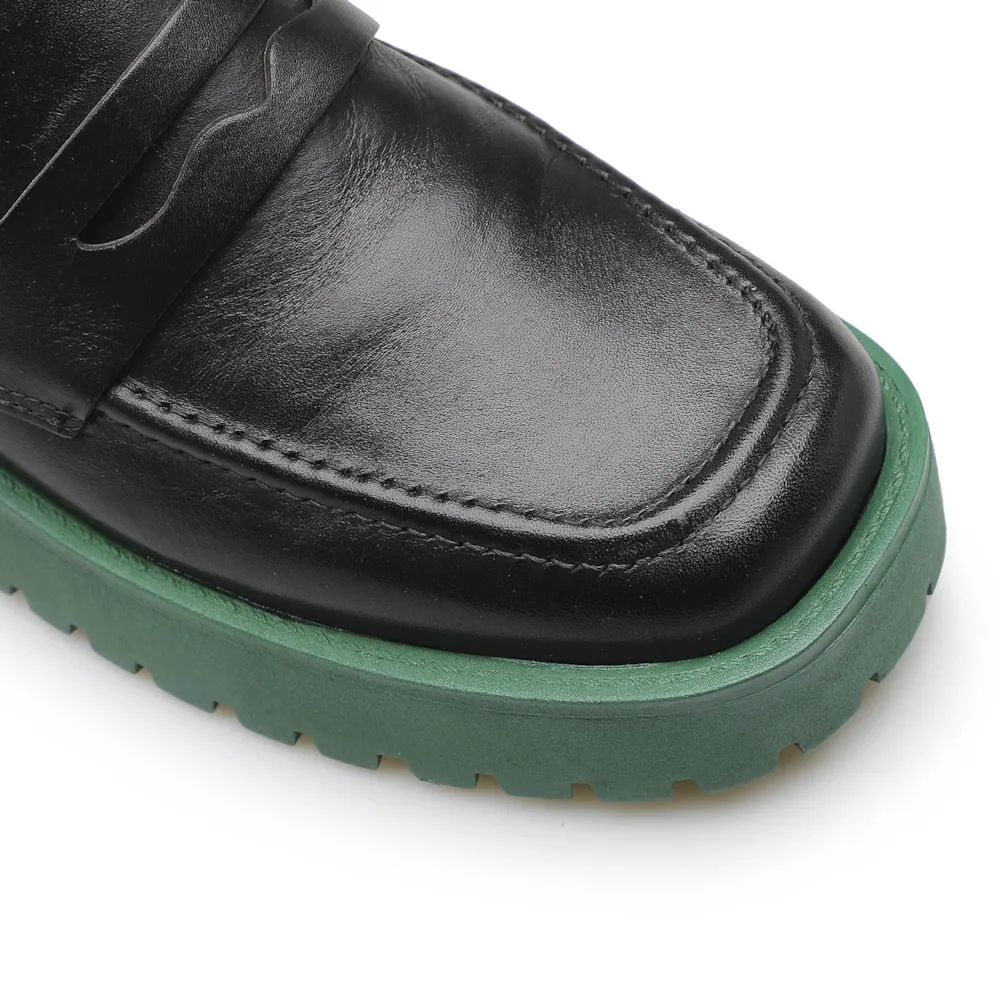 Mocassim Tratorado Couro Preto e Verde - imagem 6