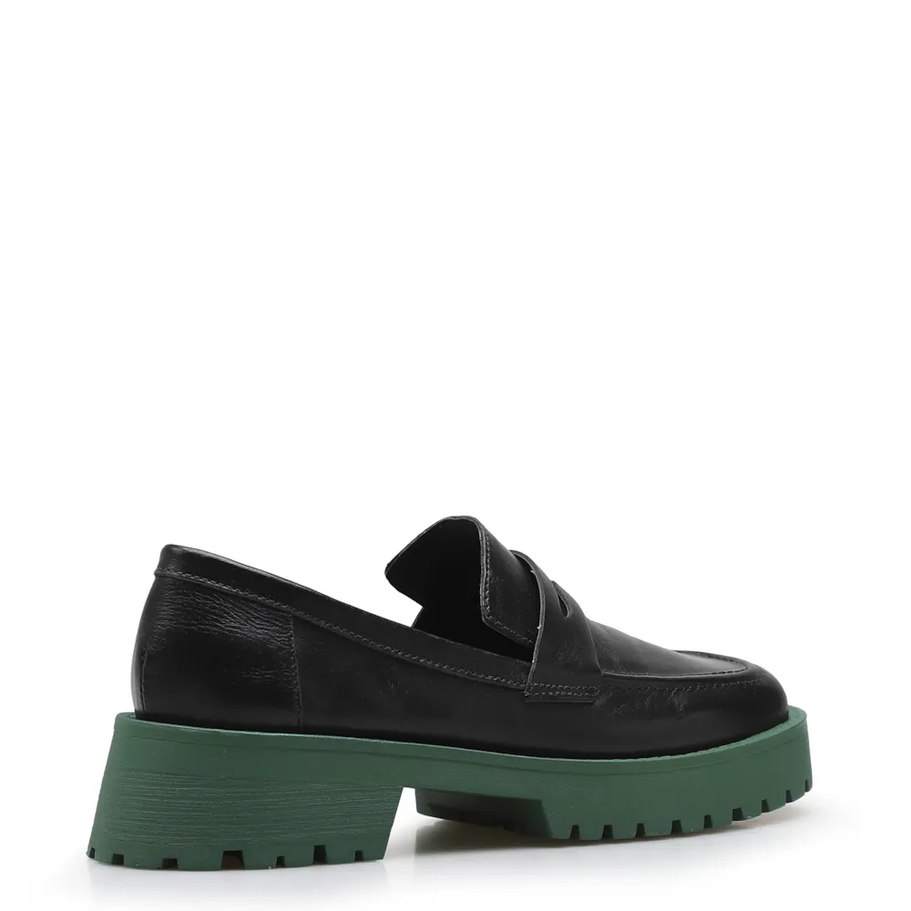 Mocassim Tratorado Couro Preto e Verde - imagem 3