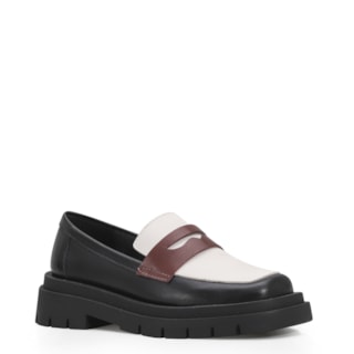 Couro Preto/Marrom/Off White