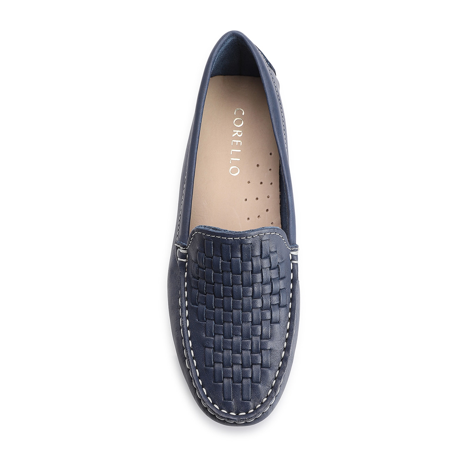 Mocassim Tressê Couro Azul