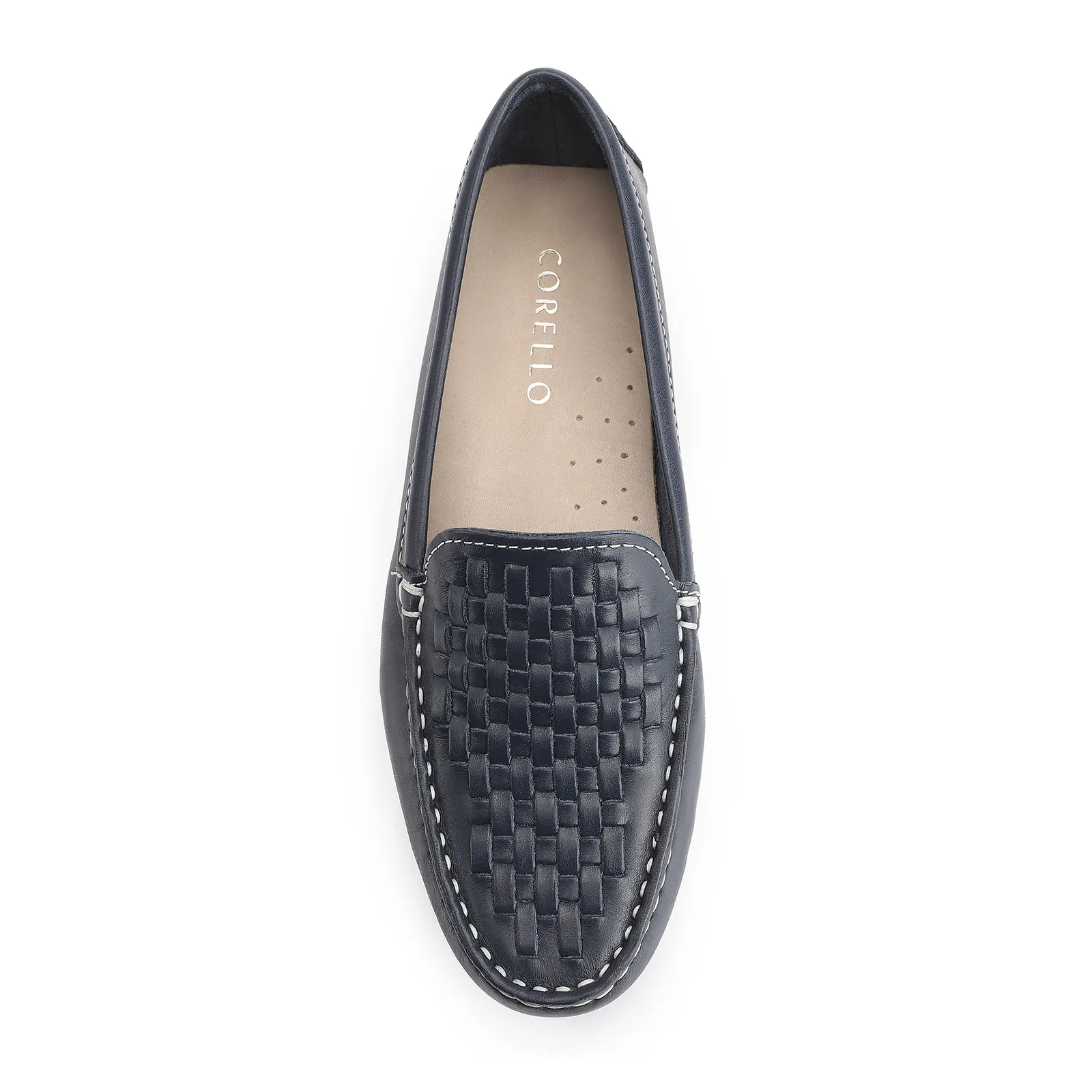 Mocassim Tressê Couro Azul