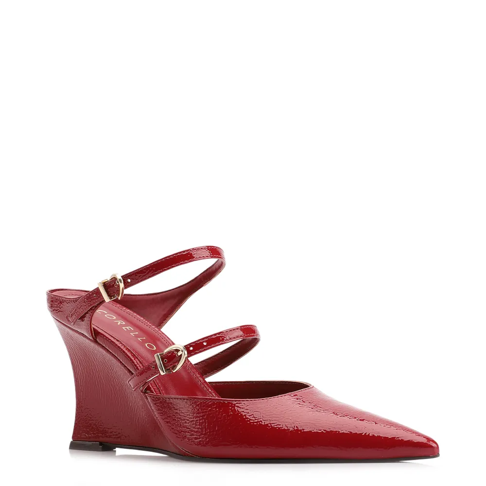 Mule Anabela Alt Verniz Vermelho