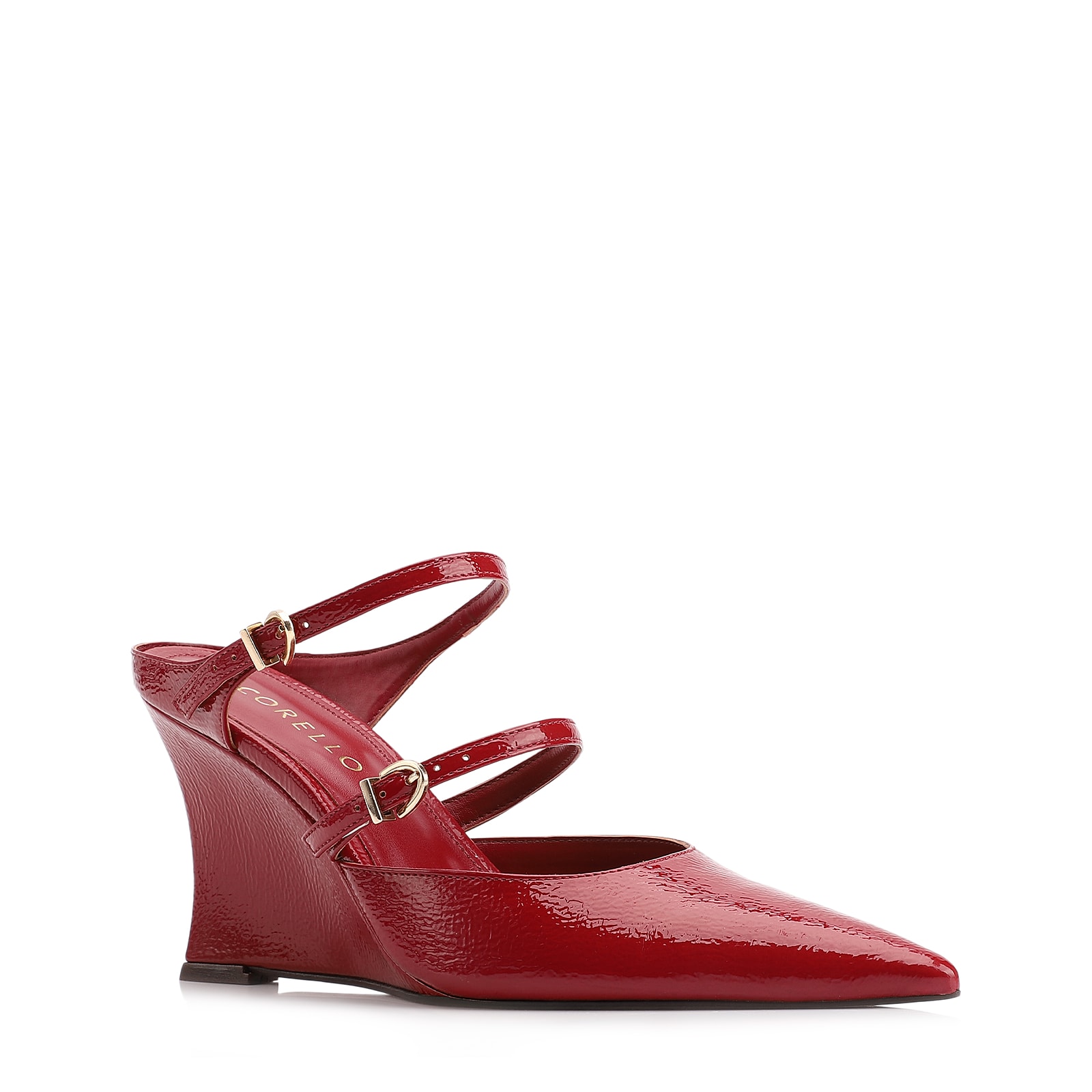 Mule Anabela Alt Verniz Vermelho