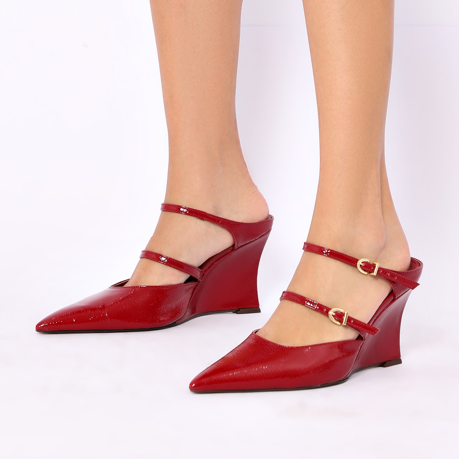 Mule Anabela Alt Verniz Vermelho