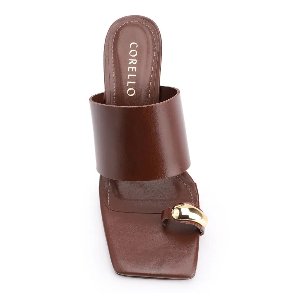 Mule Anabela Toe Ring Couro Marrom - imagem 6