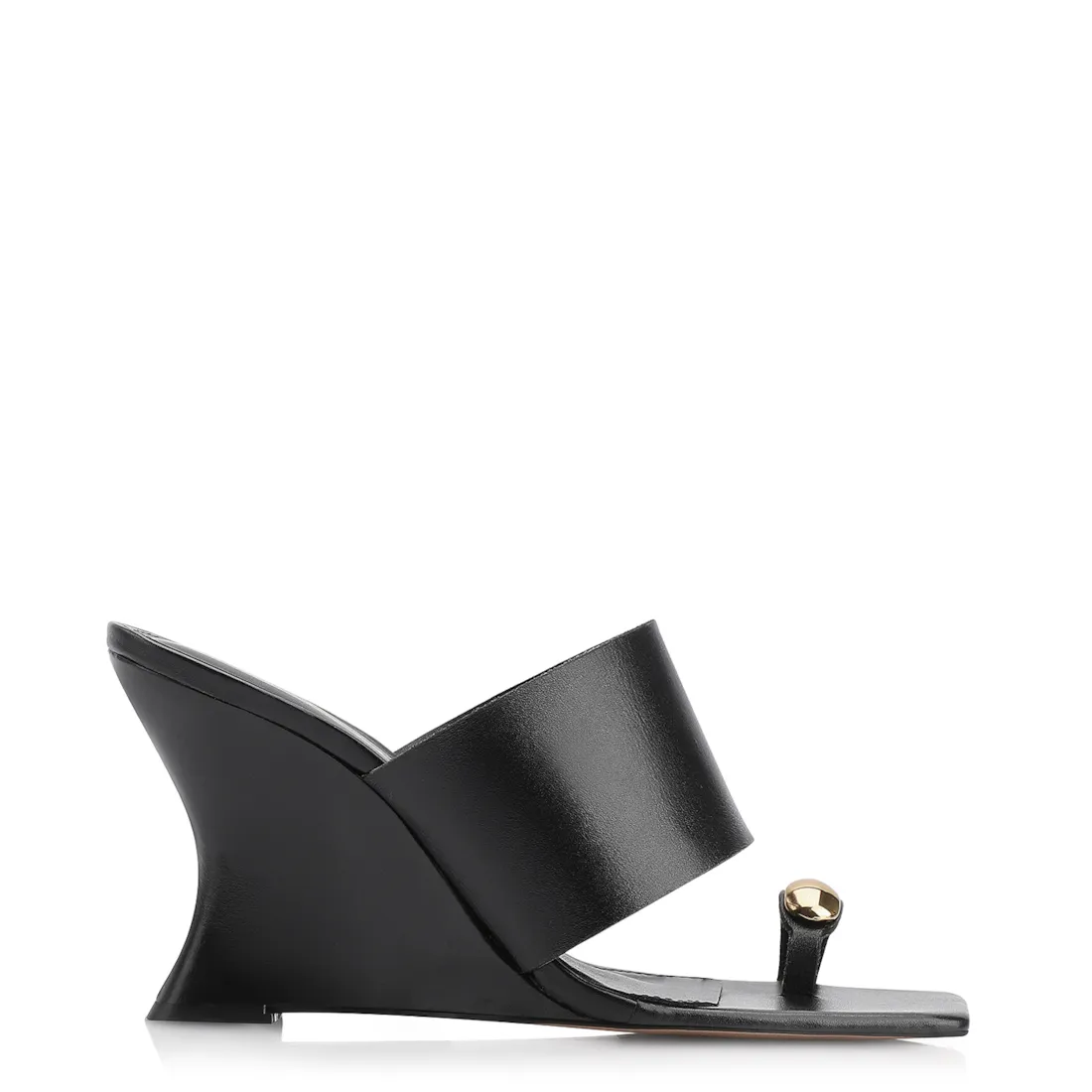 Mule Anabela Toe Ring Couro Preto - foto 3