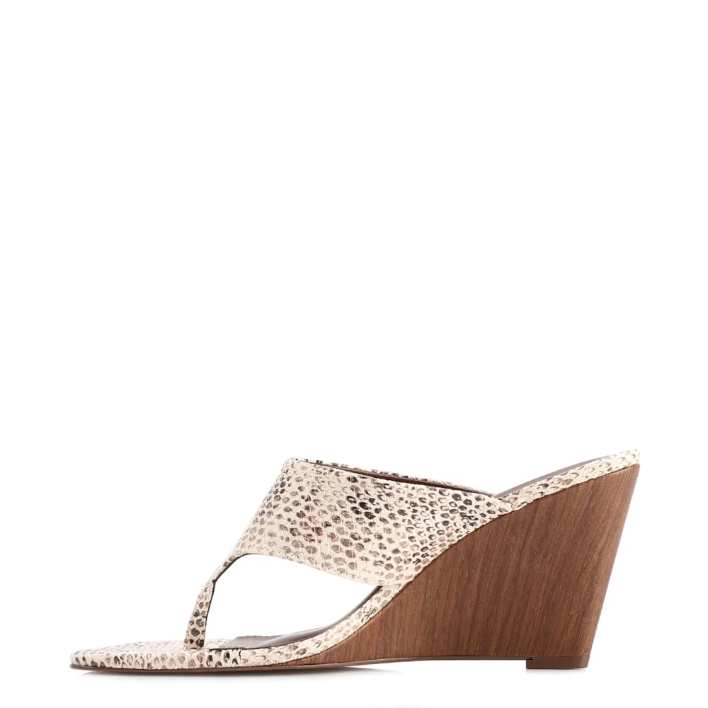 Mule Animal Print Salto Anabela Alto Alt Python - imagem 5