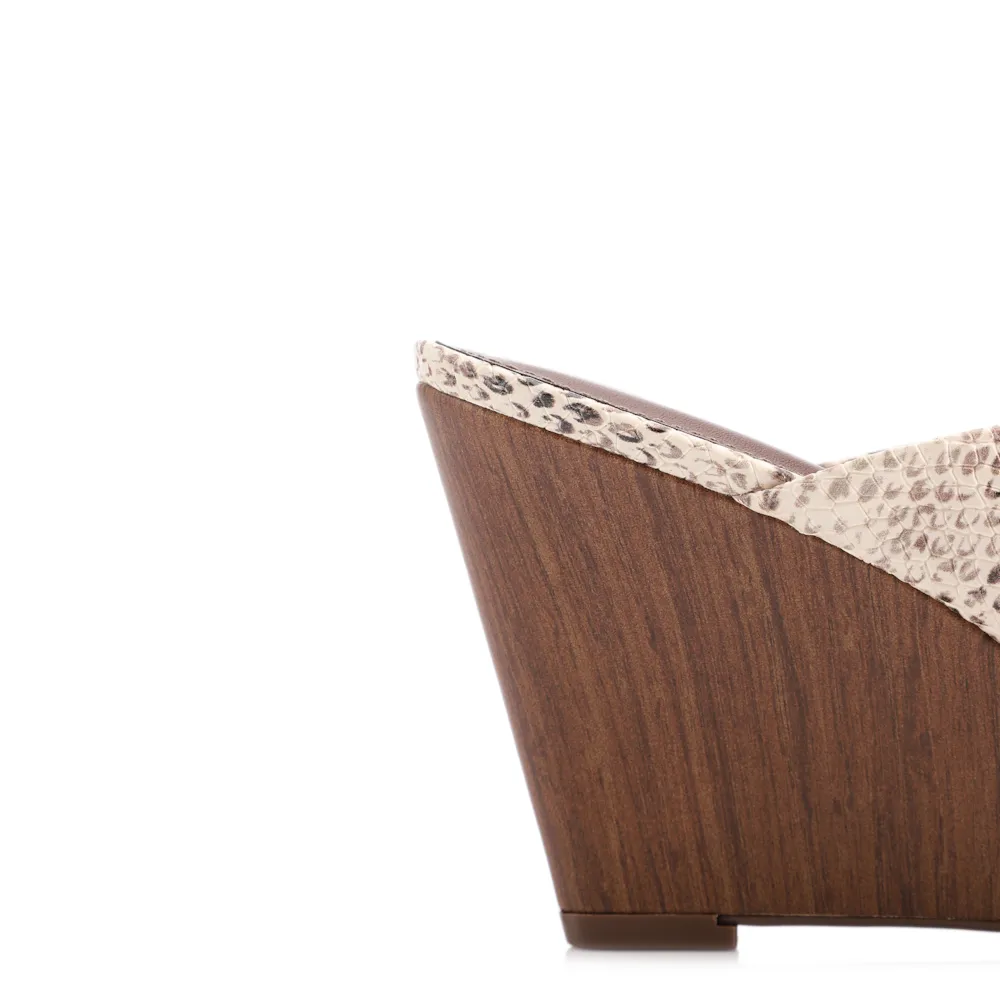 Mule Animal Print Salto Anabela Alto Alt Python - imagem 8