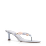 Mule Azul Salto Fino Baixo Alt Pedras Laterais
